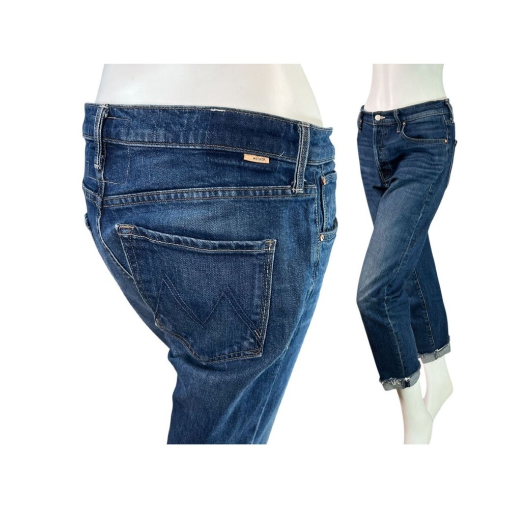 Mother Denim The Scrapper Cuff Ankle Fray Jeans in Lets Wine About It $265 Sz 28